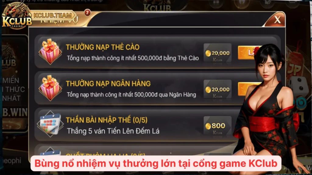 Bùng nổ nhiệm vụ thưởng lớn tại cổng game KClub