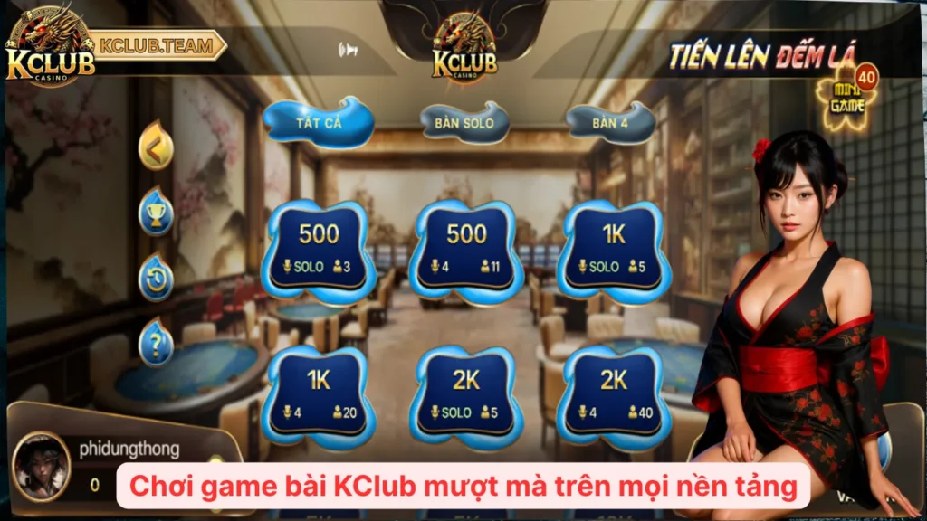 Chơi game bài KClub mượt mà trên mọi nền tảng
