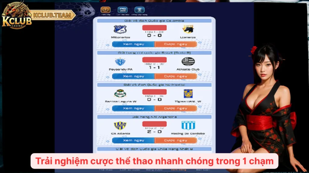 Trải nghiệm cược thể thao nhanh chóng trong 1 chạm